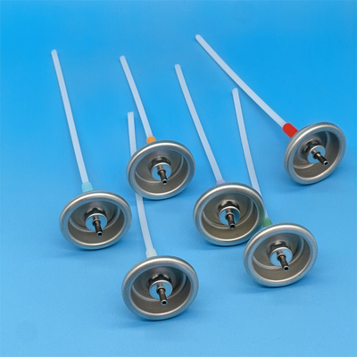 comprar Accesorios para la válvula de medición de buena calidad de la lata de aerosoles válvula de rociador de gas con tallo metálico y actuador en L Fabricación en línea