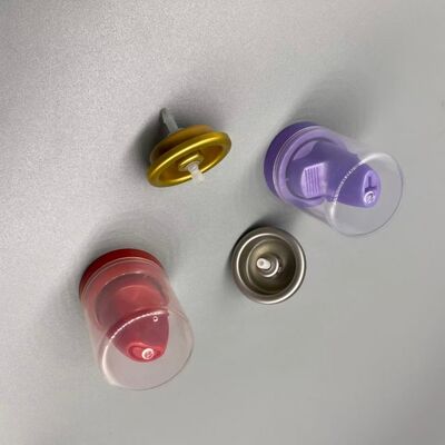 comprar Válvula de distribución de aerosoles de primera calidad con diámetro de copa de 25,4 mm, color del actuador personalizable y resorte de acero inoxidable para mousse capilar Fabricación en línea